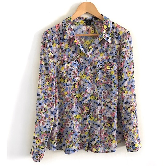 Ann Taylor Tops - Ann Taylor floral top blouse shirt women’s size 12P multicolor
